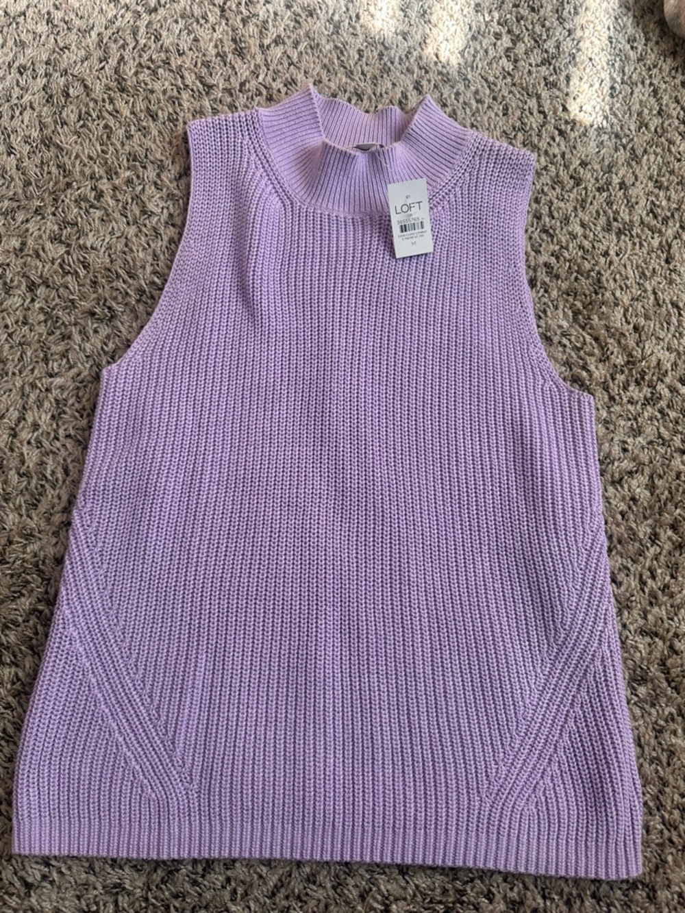 LOFT Lilac Sleeveless Mock Neck Knit Top